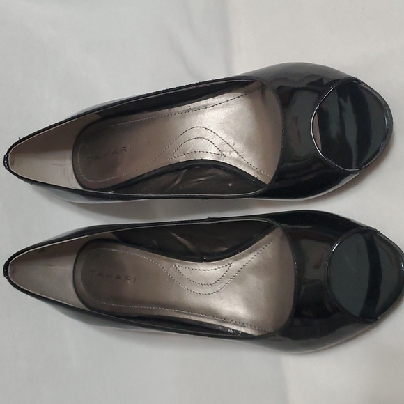 TAHARI Open toe high heel Shoes 7 black - Picture 2 of 5